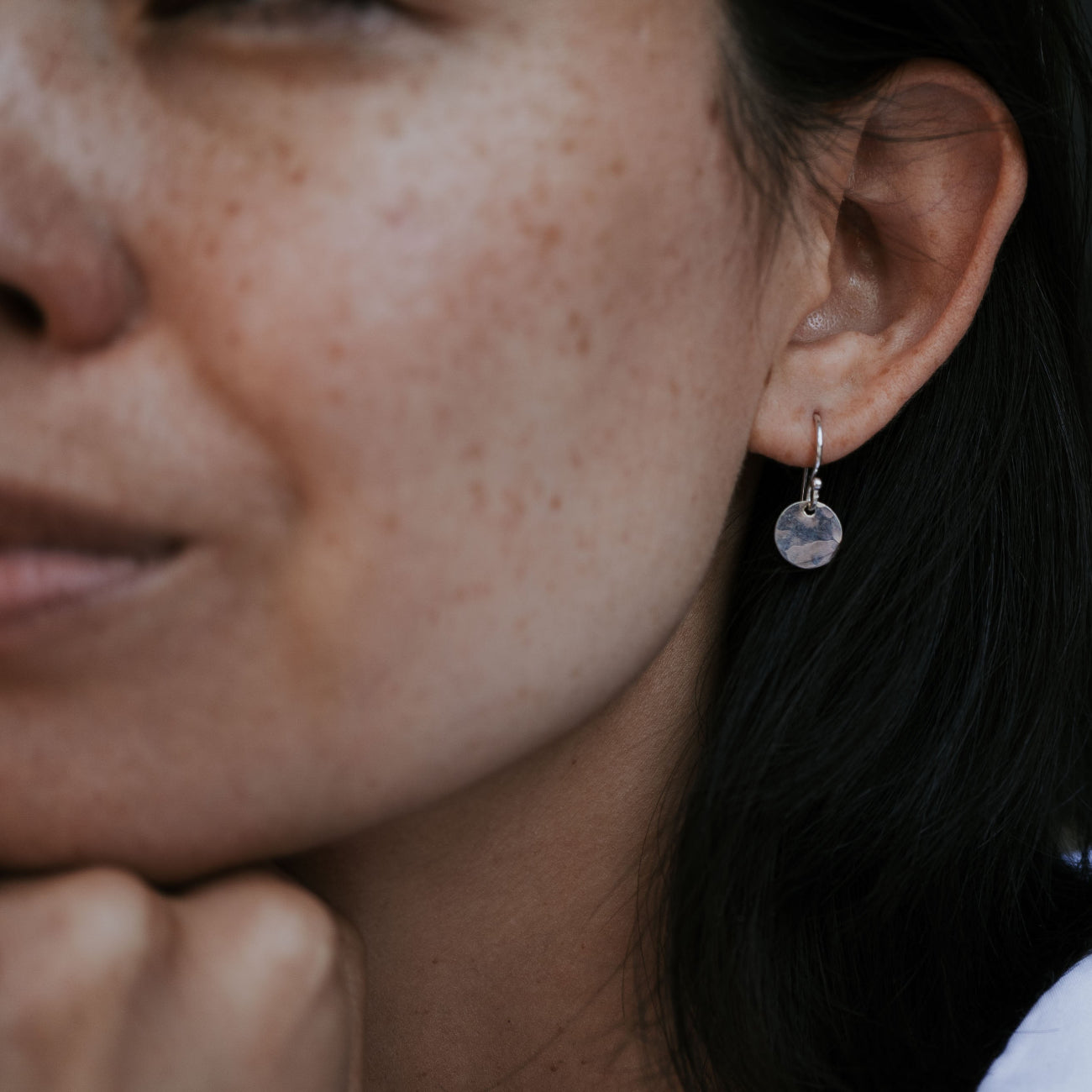 Tiny Hammered Disc Earrings silver