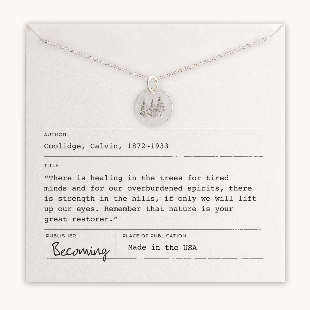 Trees Necklace Calvin Coolidge Quote – Nature Adventure Jewelry Trees Necklace Calvin Coolidge Quote – Nature Adventure Jewelry