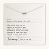 Becoming Jewelry's My Wish For You Necklace, with a three-bar pendant, displayed on a card with an inspirational message by Ralph Waldo Emerson.