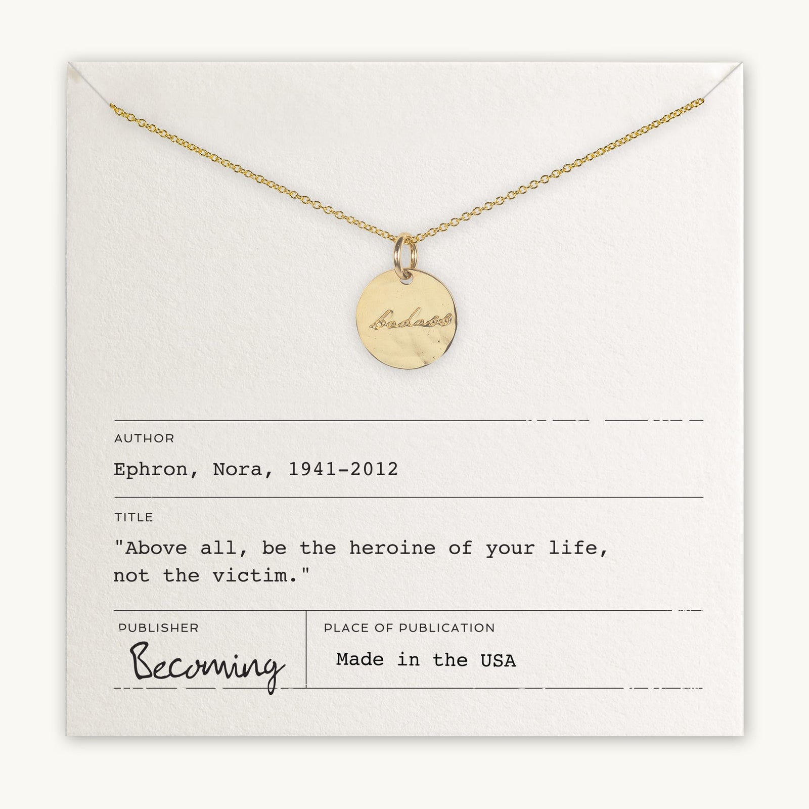 A Badass Necklace by Becoming Jewelry with the word 