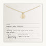 The Light Within Necklace by Becoming Jewelry features a gold chain with a round pendant, subtly accented by a tiny starburst. It is elegantly displayed on a card that showcases Maya Angelou's inspiring quote: "Nothing can dim the light that shines from within." Made in the USA, this piece serves as a beautiful daily reminder of inner strength and brilliance.