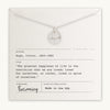 Loved Necklace with a marble-like pendant displayed on a card with a Victor Hugo quote by Becoming Jewelry.